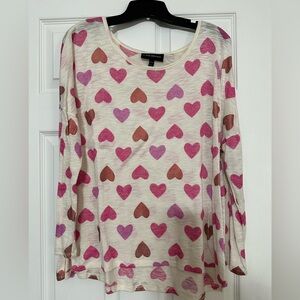 Lane Bryant Metallic Pink & Red Heart Dolman Knit Top Shirt